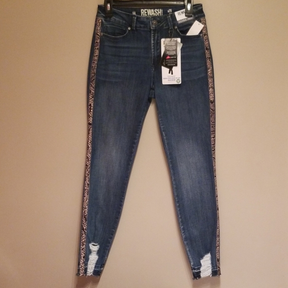 Size 3 Juniors snake print striped skinny jeans - Picture 2 of 8